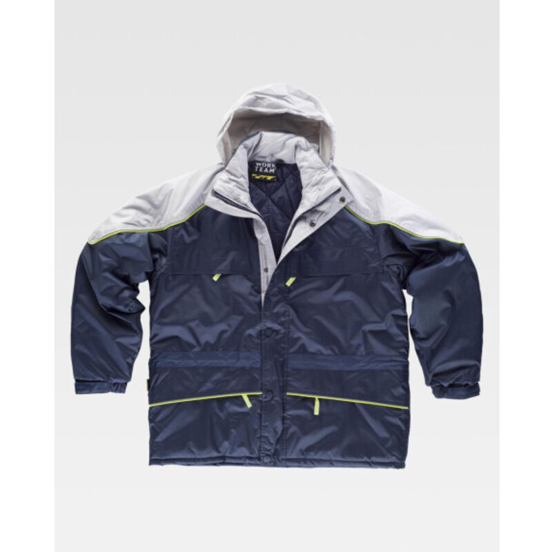 Parka acolchada con vivos de Alta Visibilidad WORKTEAM Future WF5858 | M -  Marino+Gris Claro