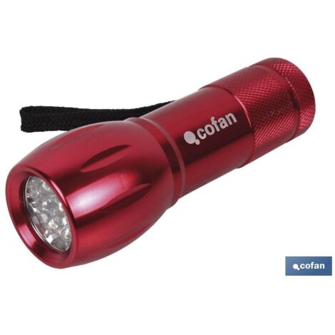 COFAN linterna 9 led aluminio colores ø 2,7 x10cm , Linterna Aluminio 9 Led en colores con medidas de 2.7 x 10cm,
