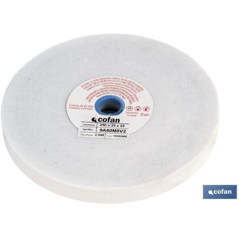 COFAN muela abras. blanca 150x16x32 gr.80 , Muelas abrasivas color blanco alta calidad (acero alta aleacción, HSS y aceros para herramientas) para trabajos de desbaste con esmerila