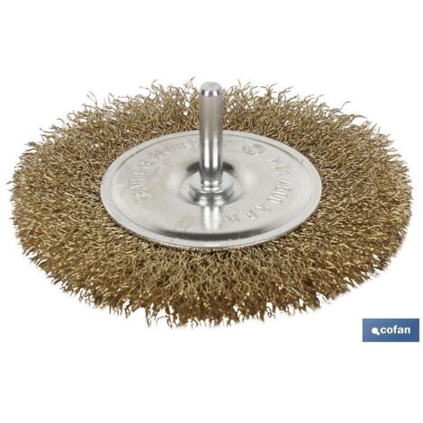 COFAN cepillo circular ondulado 6xø100 a.latonado 0.3mm , Cepillo Alambre Circular Ondulado Acero Latonado. 0.3 mm Ø