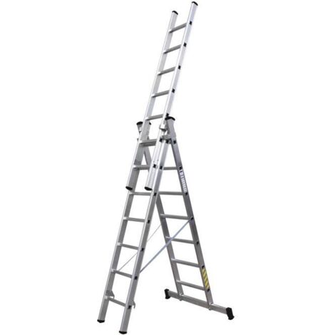 COFAN escalera aluminio triple 9 peldaños 2,50 + 2,50 + 2,50 m