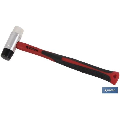 COFAN martillo nylon/pu ø35 mm con mango fibra , Martillo fabricado con un golpeador en nylon y otro en poliuretano. Cuenta con distintos diámetros de 28, 35 y 45 mm. Su mango está