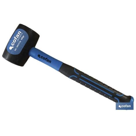 COFAN maceta de goma 340 g negra , Maceta con cabeza de goma fabricada en caucho de color negro. Cuenta con un mango fabricado en fibra de vidrio muy cómodo, ergonómico y práctico