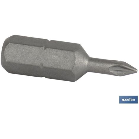 COFAN punta destornill. pz-2, 50mm.   caja 5 unid. , Puntas pozidrive de atornillar en 1/4, con huellas desde PZ-0 hasta PZ-4, versiones de 25 mm y de 50 mr. Puntas de destornillad