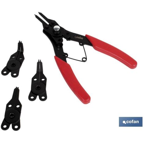 COFAN tenaza multicirclips  (ø10 a 50) , Alicates circulares intercambiables 4 en 1. Estos alicates Están fabricados en acero al carbono de alta calidad que proporciona una mayor r