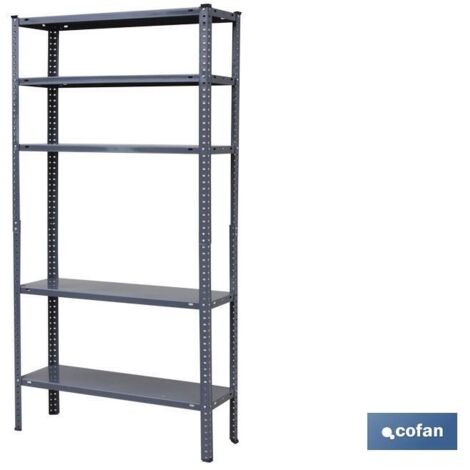 COFAN kit estant. metal c/torn. 5 baldas 180x90x40 gris , Estantería Metálica color Gris oscuro con medidas en 180 cm de alto, 90 cm de ancho con 30 y 40 cm de profundidad. Uso ver