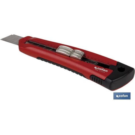 COFAN cutter hoja partible 18mm cuerpo zamak , Cútter profesional con función de carga automática para trabajos exigentes e intensos. Diseñado con un orificio para poder conectar u