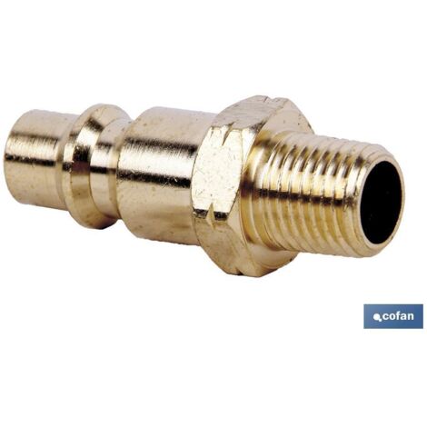 COFAN conector aire macho 3/8 gran caudal , Conector gran caudal con rosca macho de 1/4, 3/8 y 1/2. Para todas las instalaciones que necesitan más caudal de aire comprimido. Roscas