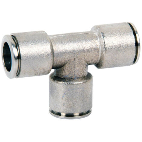 COFAN empalme rapido metalico te tubo de 6   caja 5 unid. , Empalmes metálicos T recuperables de conexión instantánea, adecuados para instalaciones de aire comprimido y circuito de