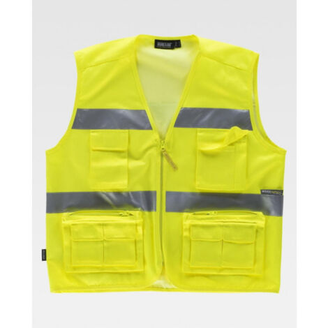 Chaleco tipo safari de alta visibilidad con bolsillo trasero WORKTEAM C3647 (1/2)