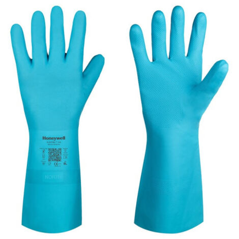 Guante de nitrilo azul para industria química y alimentaria FLEXITRIL FLOCKED SAFETOP 7 (1/4)