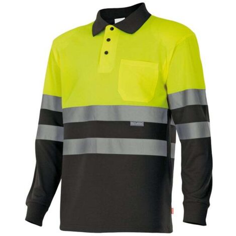 Polo Bicolor Manga Larga Alta Visibilidad NEGRO/AMARILLO FLÚOR M