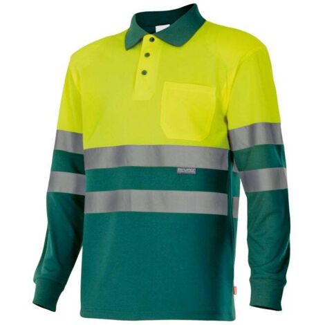 Polo Bicolor Manga Larga Alta Visibilidad VERDE/AMARILLO FLÚOR XS