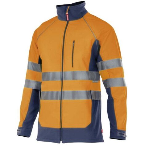 Chaqueta Soft Shell Bicolor Alta Visibilidad AZUL MARINO/NARANJA FLÚOR XXL
