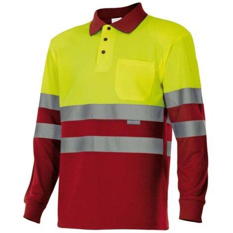 Polo Bicolor Manga Larga Alta Visibilidad ROJO/AMARILLO FLÚOR 4XL