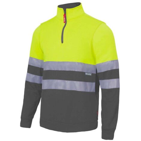 Sudadera Bicolor Con Cremallera Alta Visibilidad GRIS/AMARILLO FLÚOR 3XL