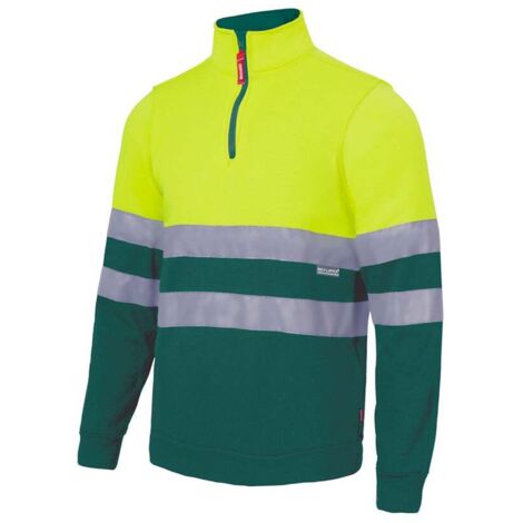 Sudadera Bicolor Con Cremallera Alta Visibilidad VERDE/AMARILLO FLÚOR XL