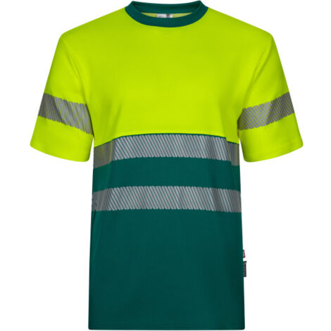 Camiseta algodón bicolor manga corta Reflatex RS con cinta reflectante Serie 305509 VELILLA 3XL Verde / Amarillo flúor