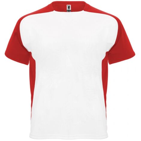 Camiseta técnica de manga ranglán y cubrecosturas a tono BUGATTI ROLY 16 Blanco/Rojo
