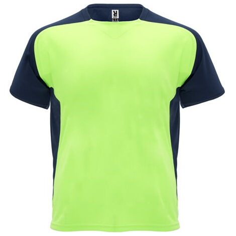 Camiseta técnica de manga ranglán y cubrecosturas a tono BUGATTI ROLY 8 Verde Fluor/Marino