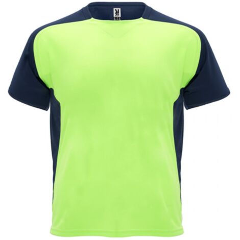 Camiseta técnica de manga ranglán y cubrecosturas a tono BUGATTI ROLY 16 Verde Fluor/Marino