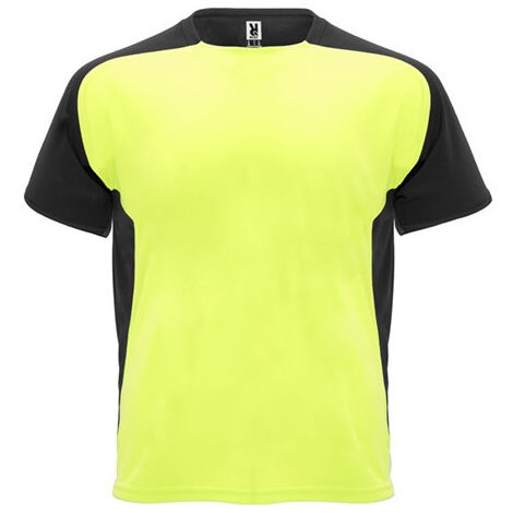 Camiseta técnica de manga ranglán y cubrecosturas a tono BUGATTI ROLY M Amarillo Fluor/Negro
