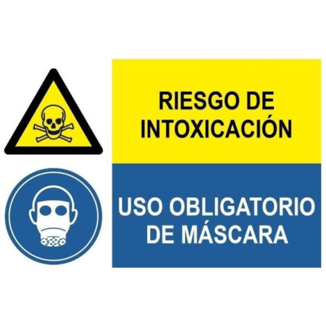 Señal combinada Riesgo  de intoxicación Uso obligatorio de máscara SEKURECO                 Adhesivo vinilo
