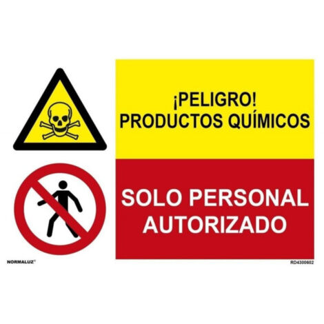 Señal combinada Peligro productos químicos, solo personal autorizado SEKURECO PVC Blanco 0.7 mm