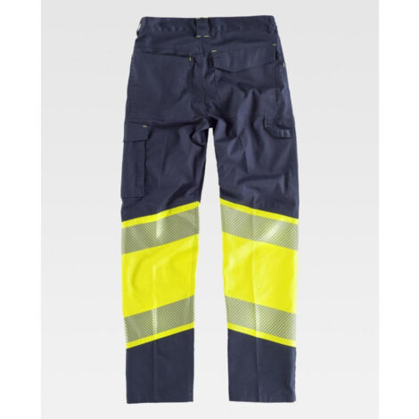 Pantalón técnico elástico de Alta Visibilidad WORKTEAM Combi C2718 | M -  Marino+Amarillo A.V.