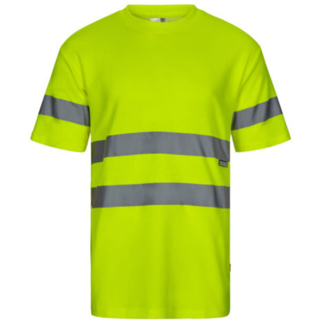 Camiseta manga corta de Alta Visibilidad con cintas reflectantes en torso y mangas de algodón VELILLA Serie 305612 S Amarillo Flúor (1/5)