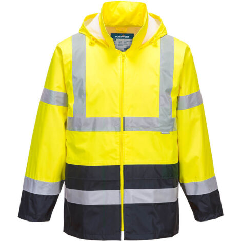 Chaqueta de lluvia Hi-Vis bicolor Amarillo/Azul marino M