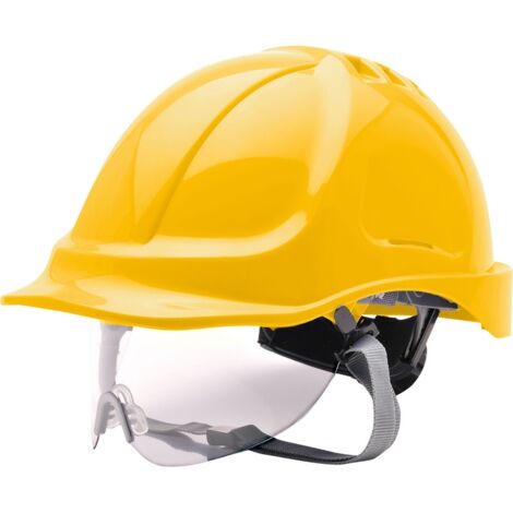 Casco ventilado ajustable barboquejo y visor Endurance PORTWEST PW55 Amarillo