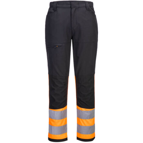 Pantalón de trabajo WX2 tejido elástico de alta visibilidad PORTWEST CD888 36 pulgadas Naranja/Negro