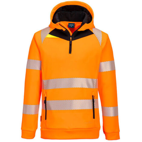 Sudadera dinámica con capucha DX4 Hi-Vis 1/4 Zip con cintas reflectantes PORTWEST DX482 M Naranja/Negro (1/2)