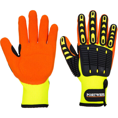 Guantes antimpacto con agarre amarillo/naranja, talla M - Talla 8