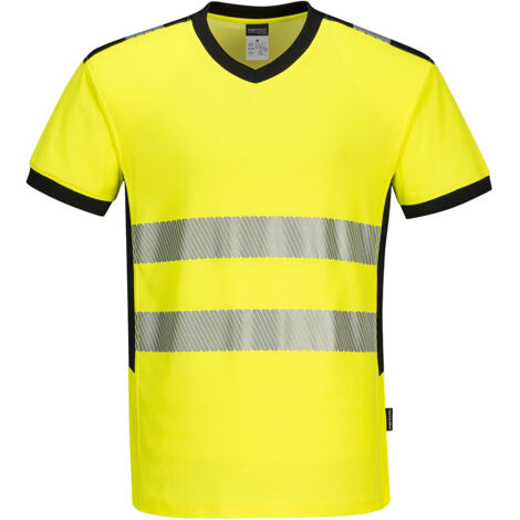 Camiseta de cuello en V PW3 de alta visibilidad amarillo/negro 4XL