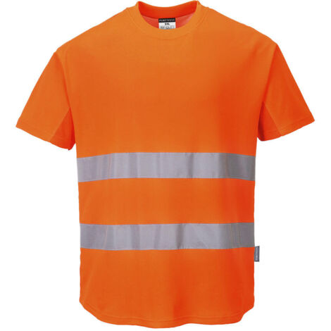 Camiseta transpirable con 2 franjas naranja L