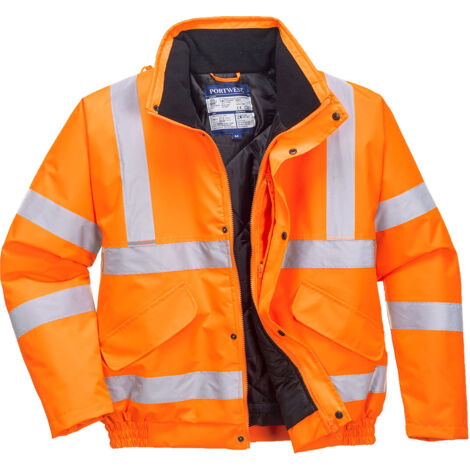Cazadora de seguridad área de ferrocarriles antifrío con cintas reflectantes PORTWEST RT32 S Naranja (1/2)