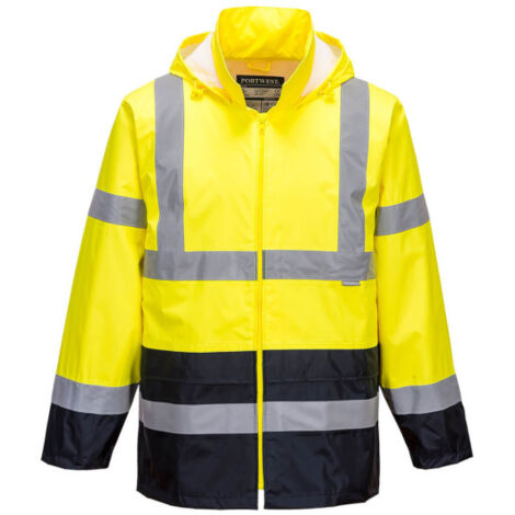Chaqueta de lluvia Hi-Vis bicolor Amarillo/Azul marino L