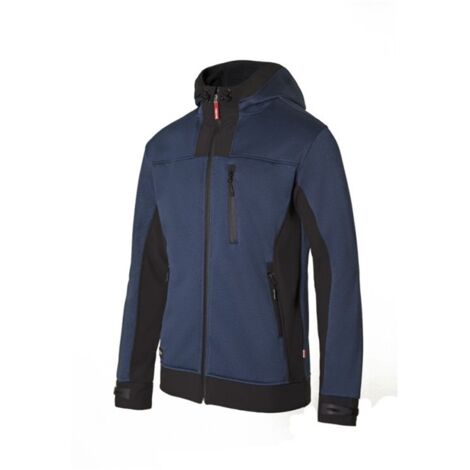 Cazadora Soft Shell Bicolor Con Capucha AZUL JASPEADO/NEGRO M