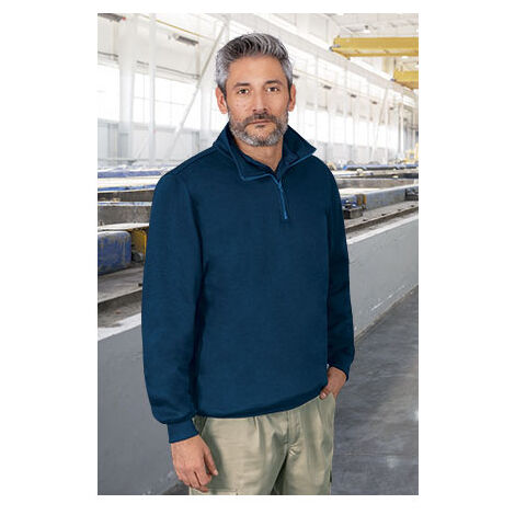 Sudadera de felpa tacto algodón con media cremallera Carl VALENTO S Azul marino orion (1/2)