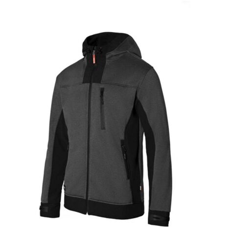 Cazadora Soft Shell Bicolor Con Capucha GRIS OSCURO JASPEADO/NEGRO XS
