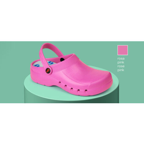 Zueco para sanidad y hostelería con tratamiento virucida y antibacterias unicolor DIAN EVA 41 Rosa