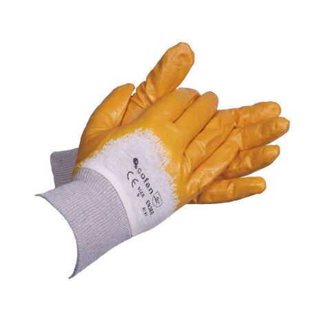 COFAN blister g. nitrilo amarillo t-9 caja 12 unid. , Guantes de nitrilo amarillos UNE-EN 20388. Estos guantes cuentan con un revestimiento no absorbente, anticorte y de elevada