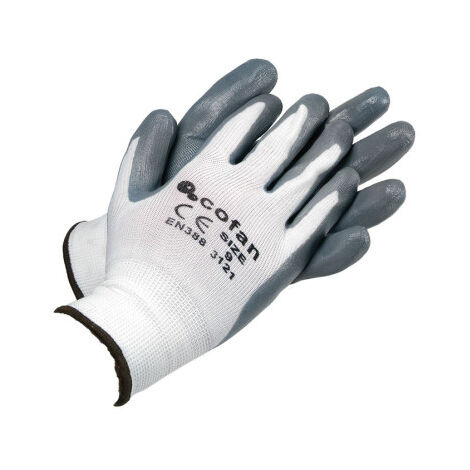 guante 100% poliest.impreg. nitrilo gris t-10   caja 12 unid.
