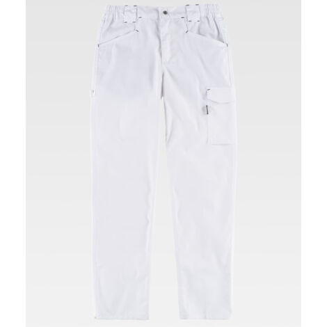 Pantalón de tejido elástico bidireccional multibolsillos WORKTEAM Combi B4030  Blanco - M (1/2)