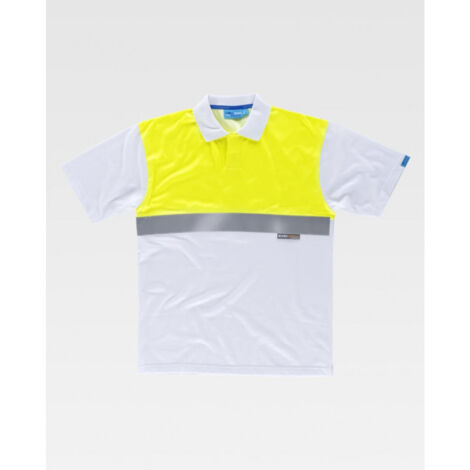 Polo antibacteriano en piqué de algodón, con reflectante C3441 WORKTEAM 3XL Blanco+Amarillo A.V. (1/2)