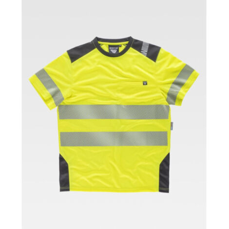 Camiseta de alta visibilidad manga corta en poliéster con cintas reflectantes segmentadas C9241