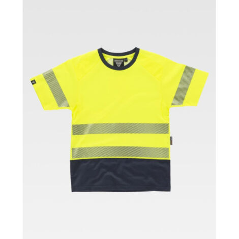 Camiseta combinada de manga corta de alta visibilidad con interior de algodón C3995 WORKTEAM XXL Amarillo A.V.+Marino (1/2)