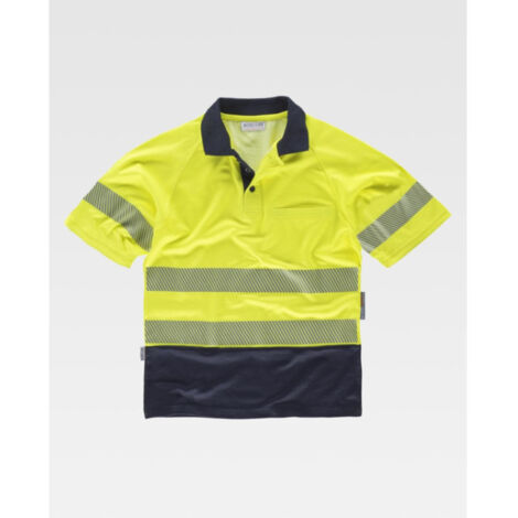 Polo de alta visibilidad con reflectantes, colores flúor - manga corta C3895 WORKTEAM XL Amarillo A.V.+Marino (1/2)